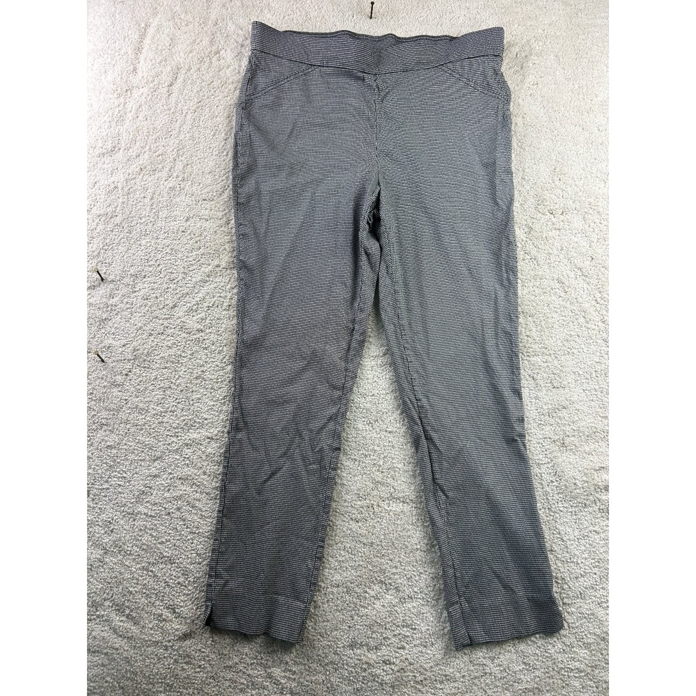 Anne Klein Women's Pants Black White Houndstooth Size L Stretch
